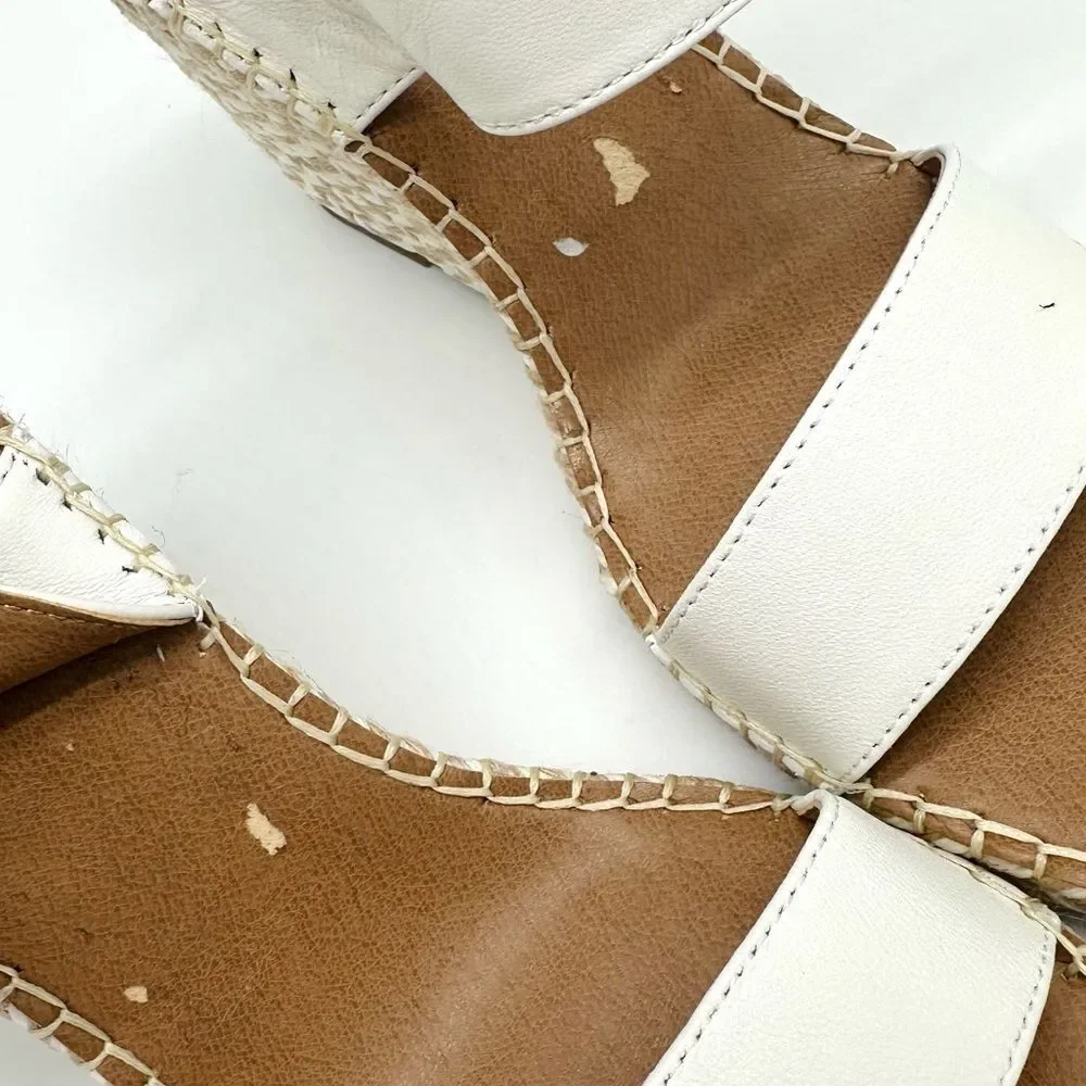 Steve Madden White and Brown Wedges with Minimalist Design